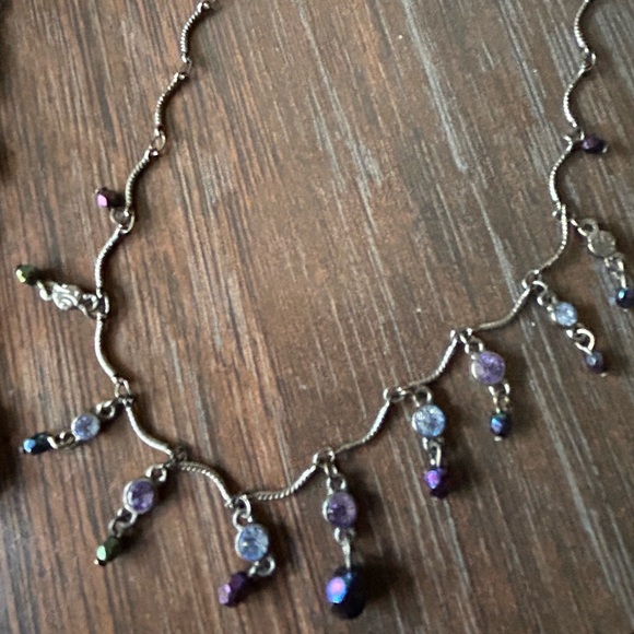 1928 brand necklaces blue & Purple Crystals gunmetal hardware - Picture 14 of 17